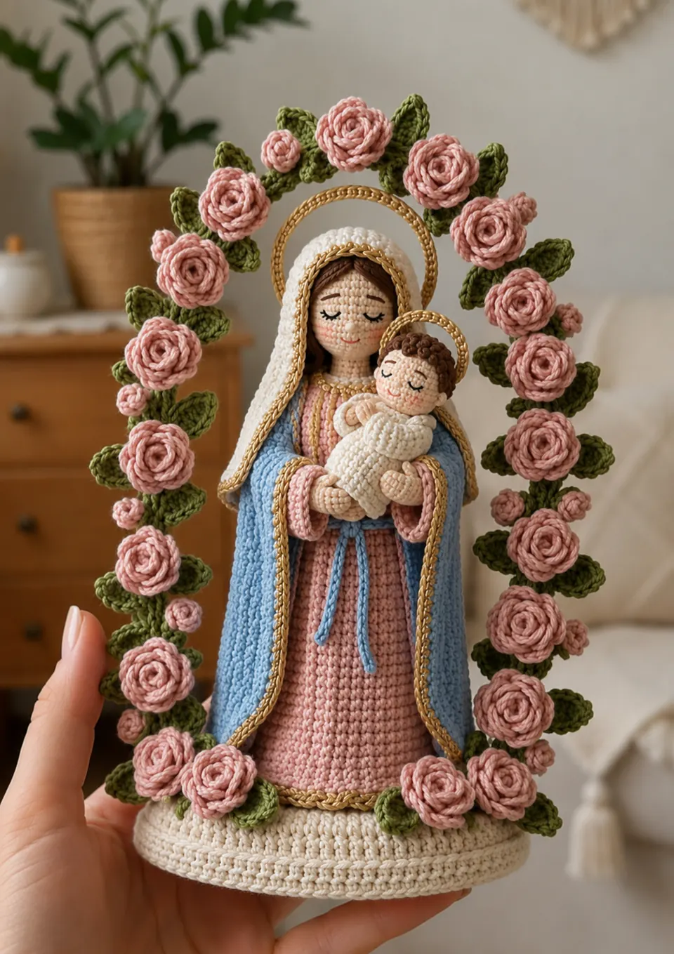 Maria Mãe de Jesus em crochê